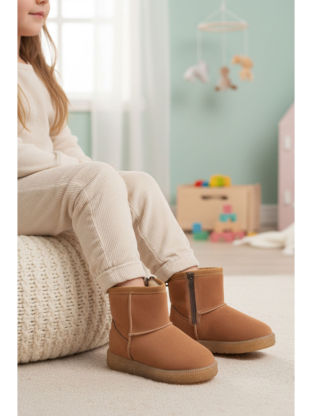 Kahverengi Taba İçi Kürklü Soğuğa Dirençli Kız Çocuk Bot 1212 P-2