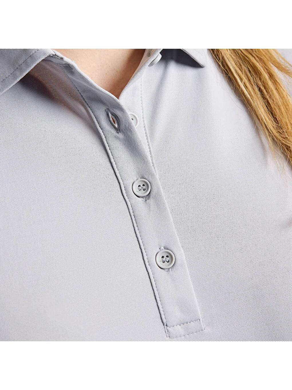 Ws Tech Pique Polo Kadın Gri Tişört-2