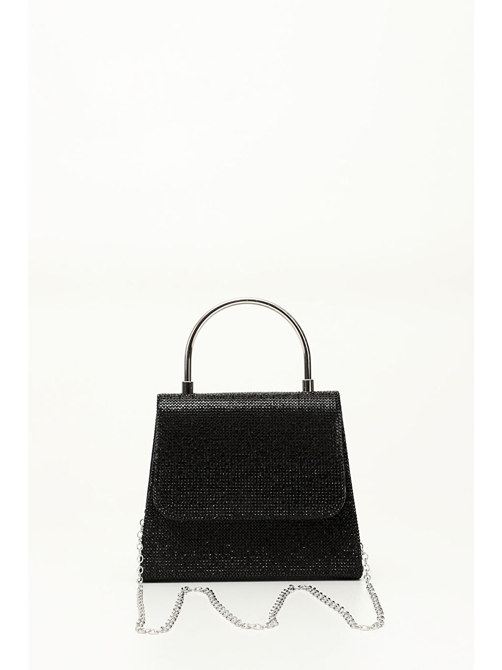 Mor Kadın ZÜMRÜT-SİYAH Taşlı Uzun Zincirli El Ve Omuz Askılı Abiye Çanta