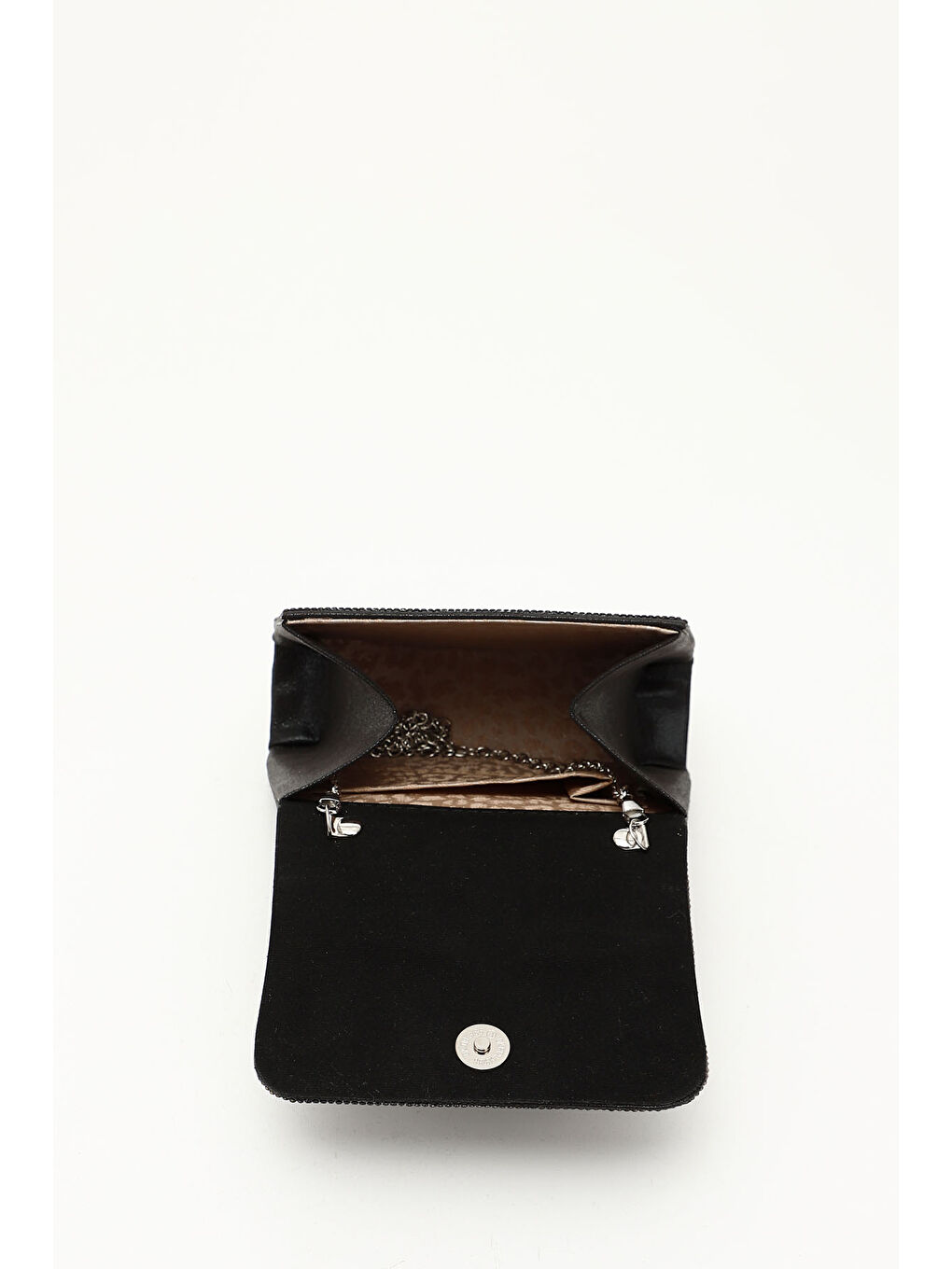 Mor Kadın ZÜMRÜT-SİYAH Taşlı Uzun Zincirli El Ve Omuz Askılı Abiye Çanta-3