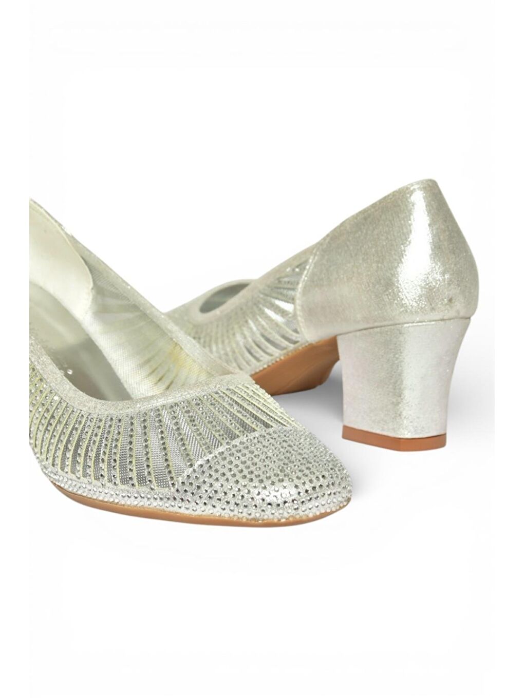 Gri Gümüş Kadın Topuklu Ayakkabı Y820854514-2