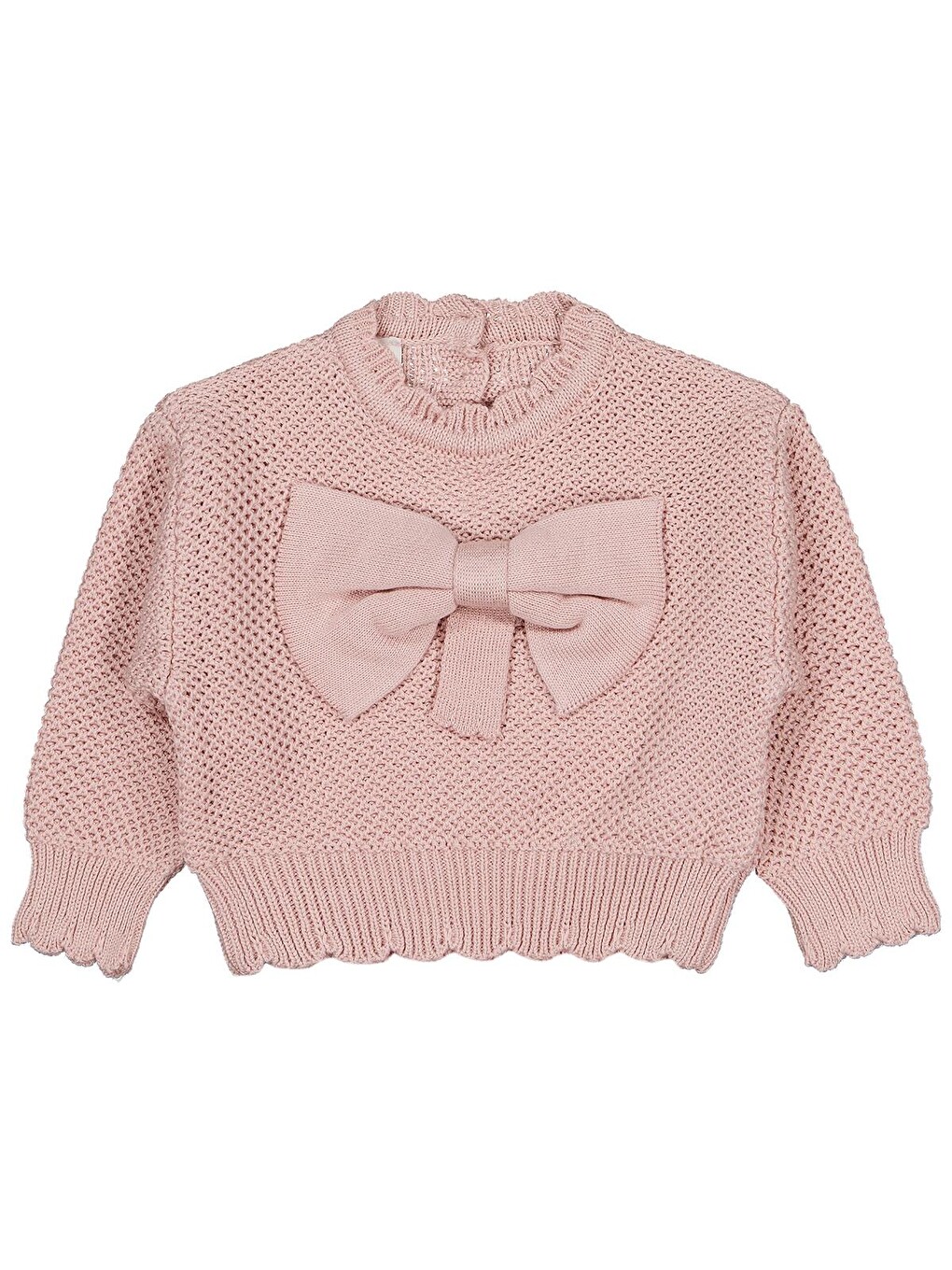 Pembe Baby Fiyonk Detaylı 6-18 Ay Kazak - Pudra