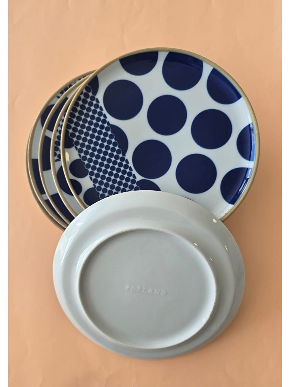 Beyaz Spotty Puantiyeli Servis Tabağı 24cm 6 Parça-2