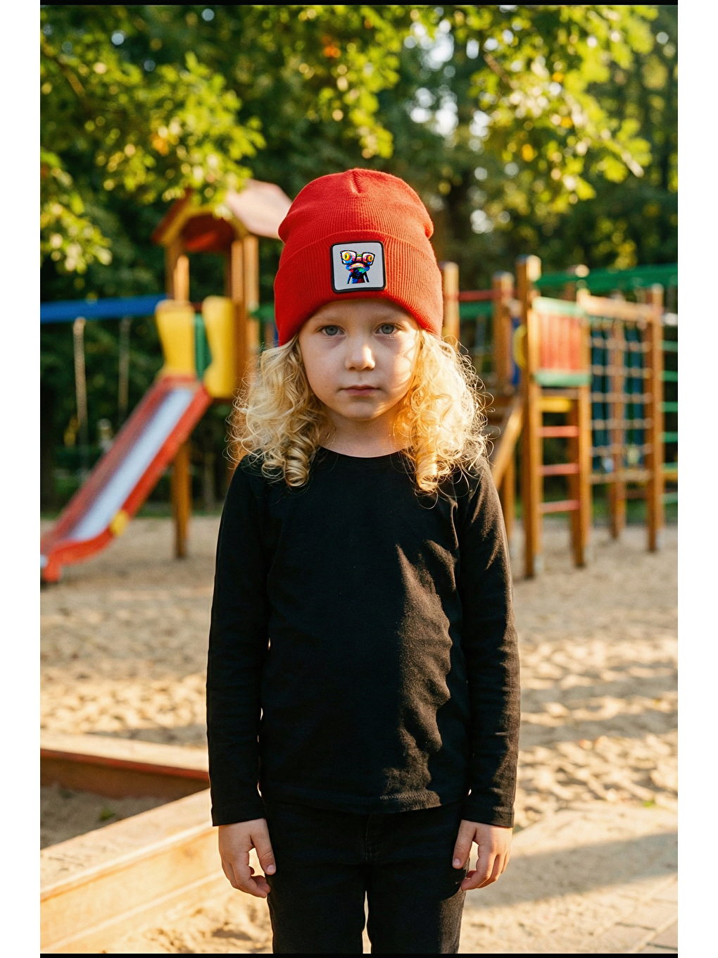 Bukalemun Logolu Kırmızı Çocuk Bere-2