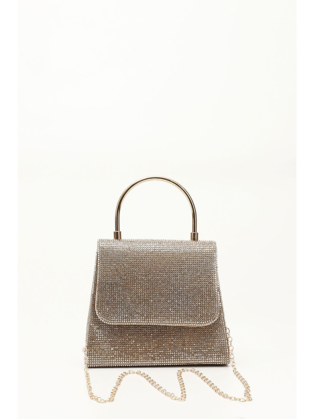 Sarı Kadın ALTIN Taşlı Uzun Zincirli El Ve Omuz Askılı Abiye Çanta