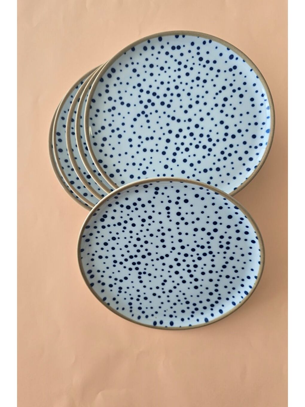 Beyaz Spotty Benekli Servis Tabağı 24cm 6 Parça-1