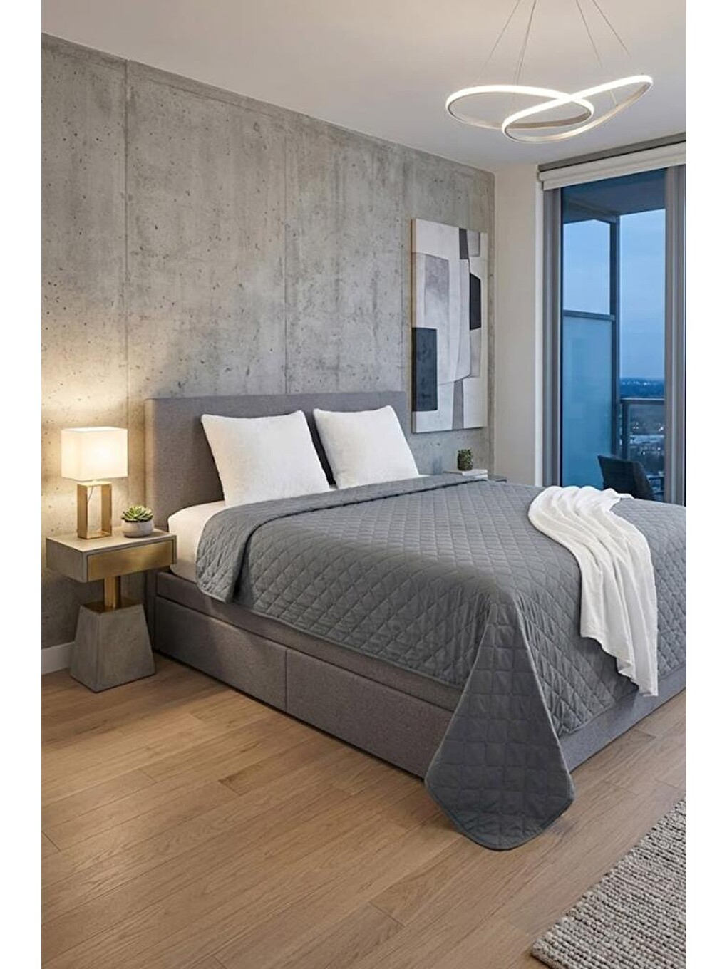 Trend Kırlentsiz Çift Kişilik Pike 200x220 Cm Gri