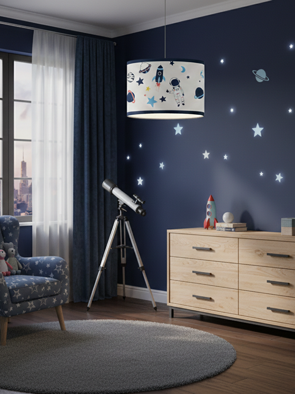 Karışık Astronot Desenli Sarkıt Avize Modeli-1