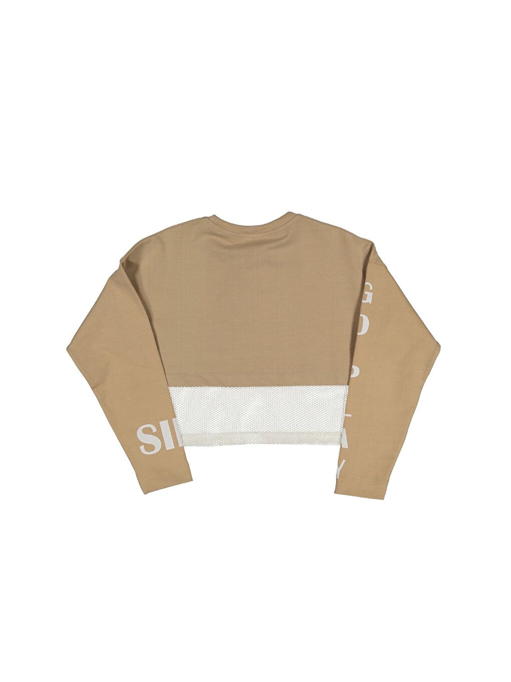 Kız Çocuk Go Play Fileli Crop Bej Sweatshirt (4-12Yaş)-4