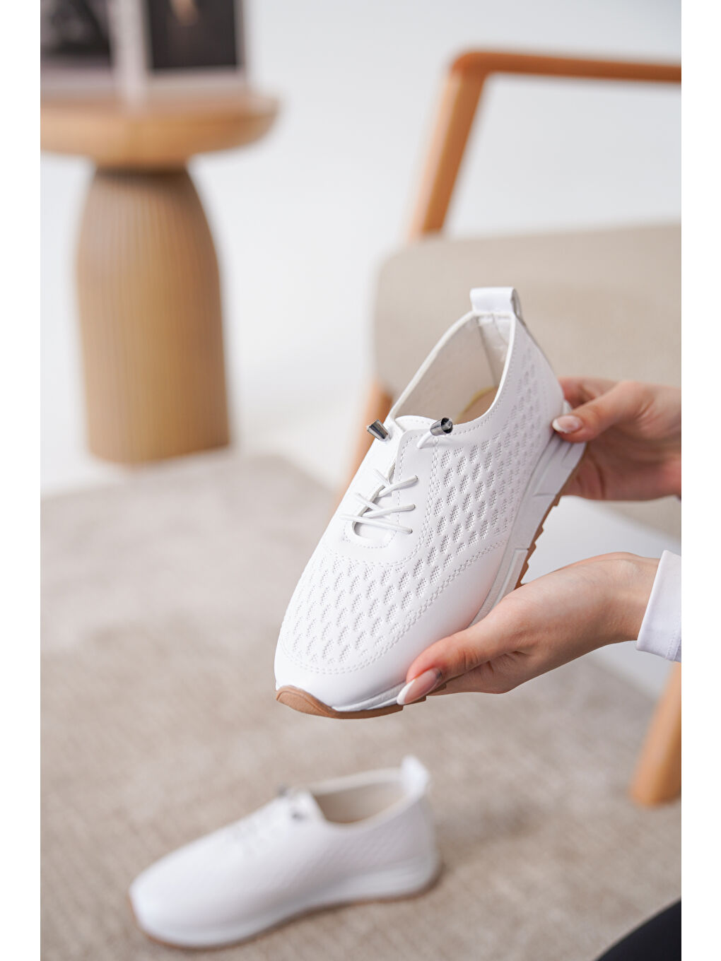 Beyaz D0155 Günlük Ortopedik Kadın Sneaker Spor Ayakkabı-3