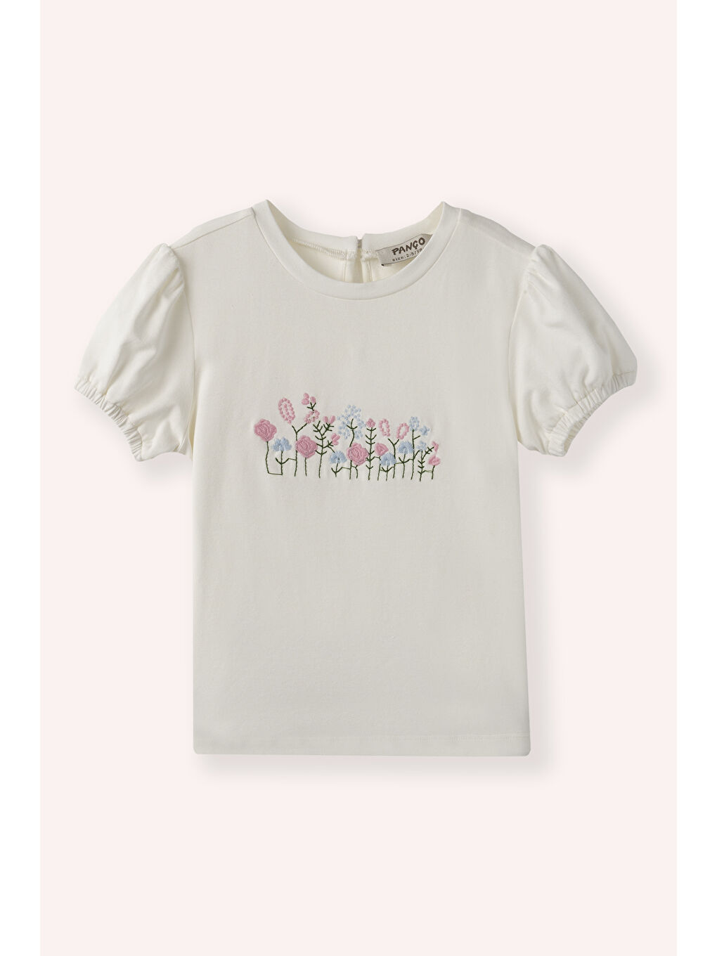 Ekru Kız Çocuk Nakış Detaylı T-Shirt EKRU