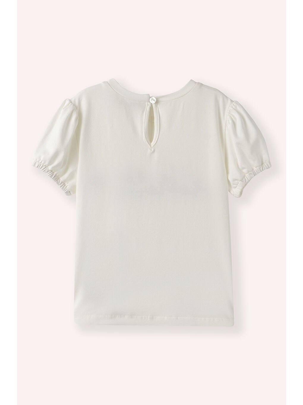 Ekru Kız Çocuk Nakış Detaylı T-Shirt EKRU-1