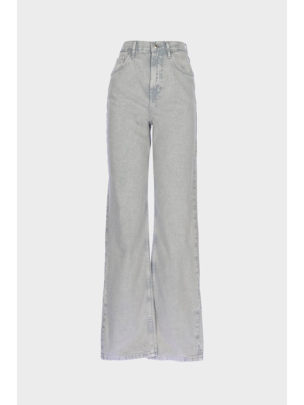 Diana Gri Yüksek Bel Patı Fermuarlı Dad Straight Jean Pantolon C 4517-068