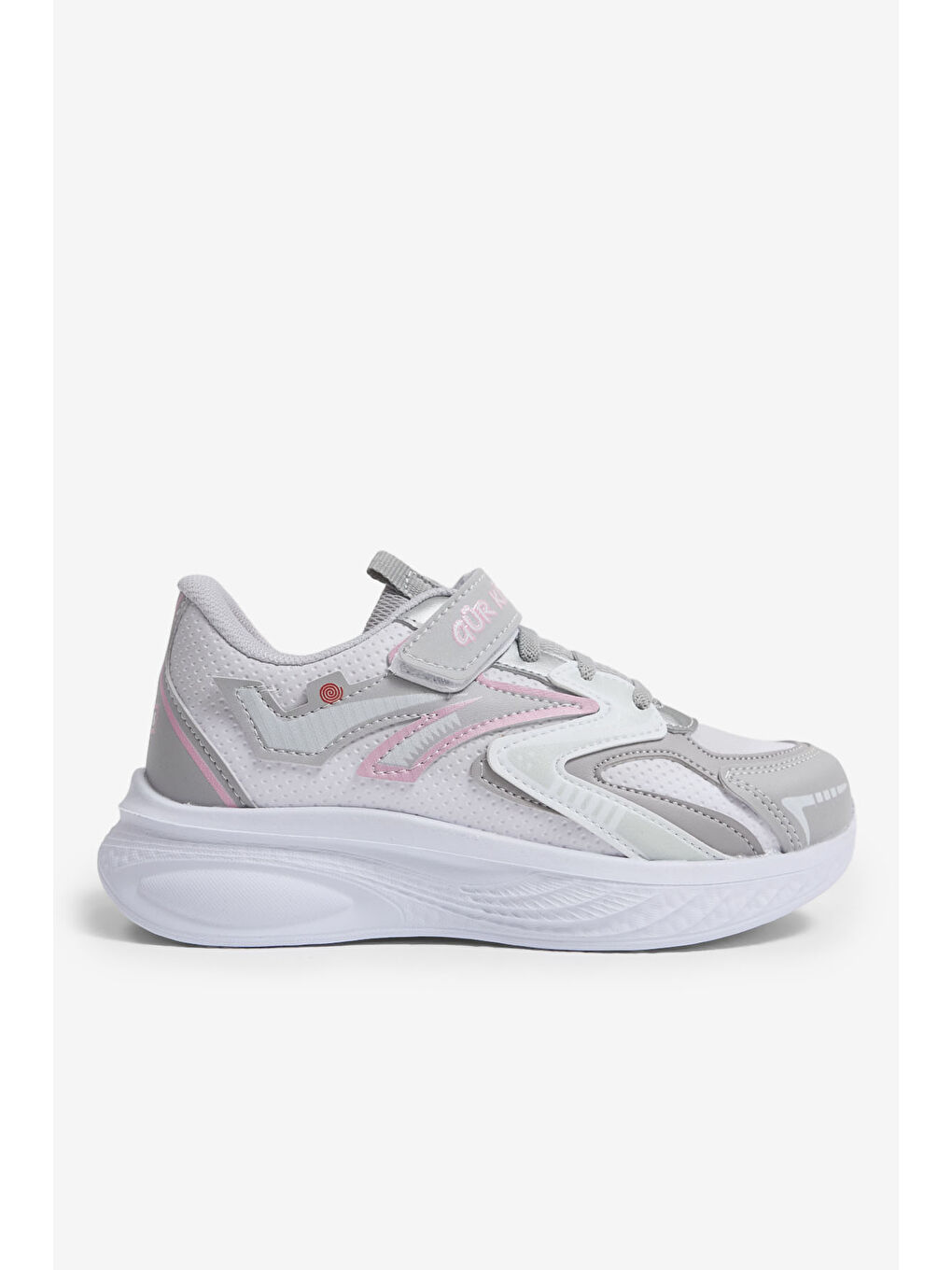 Çocuk Unisex Gri Pudra Eva Faylon Taban Cırtlı Lastik Bağcıklı Spor Ayakkabı-1