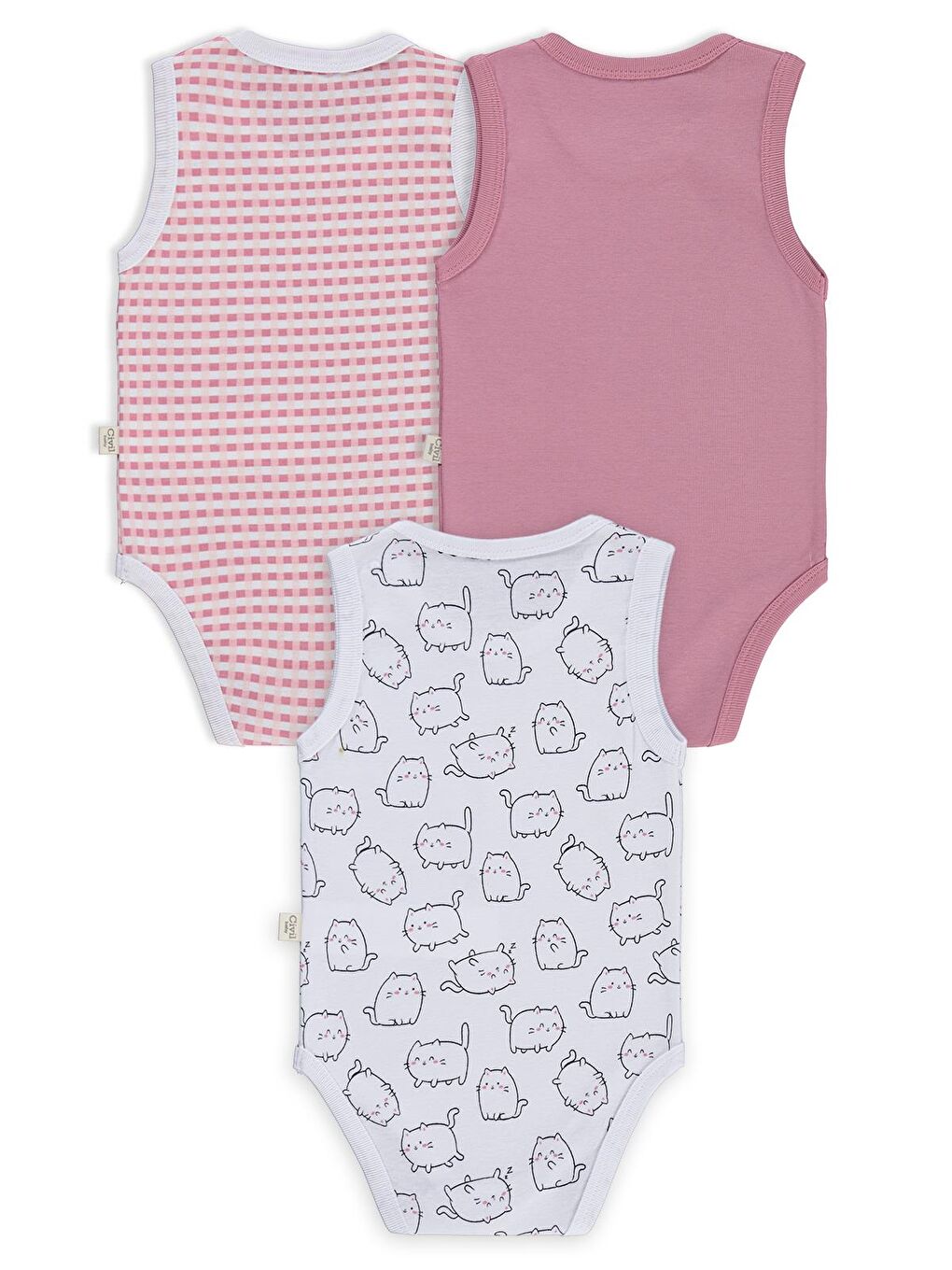 Baby Kedi Empirmeli 3 Lü 0-36 Ay Çıtçıtlı Badi - Beyaz 18-24 Ay-1