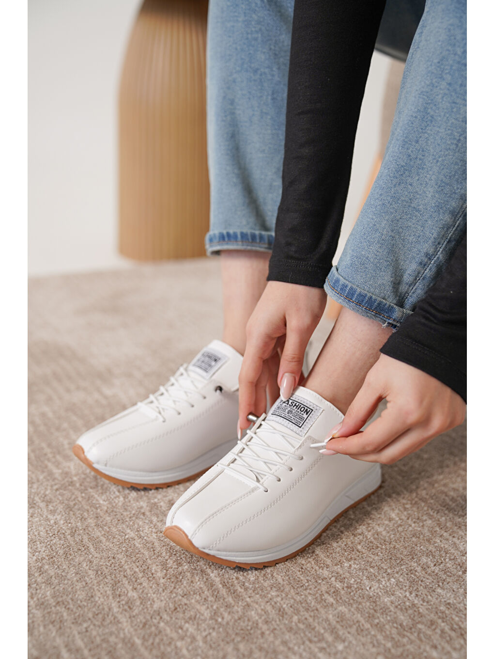 Beyaz D0112 Günlük Ortopedik Kadın Sneaker Spor Ayakkabı-2