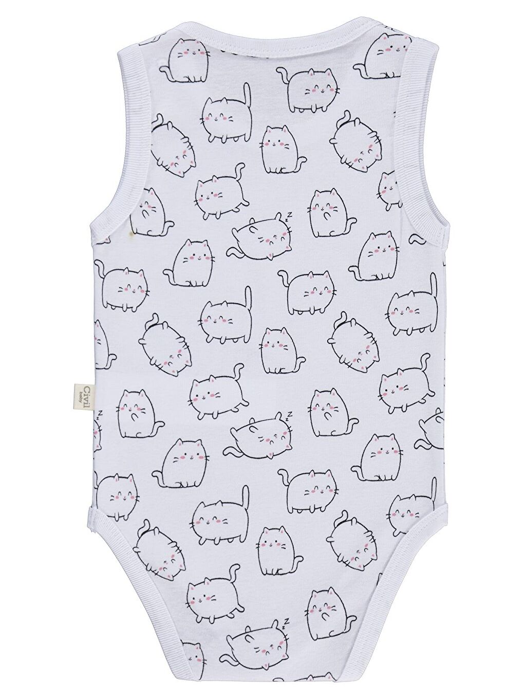 Baby Kedi Empirmeli 3 Lü 0-36 Ay Çıtçıtlı Badi - Beyaz 18-24 Ay-3