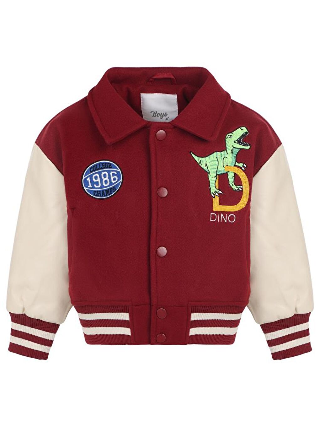 Boys 1986 Dinozor Armalı 2-5 Yaş Ceket - Bordo 3-4 Yaş-1