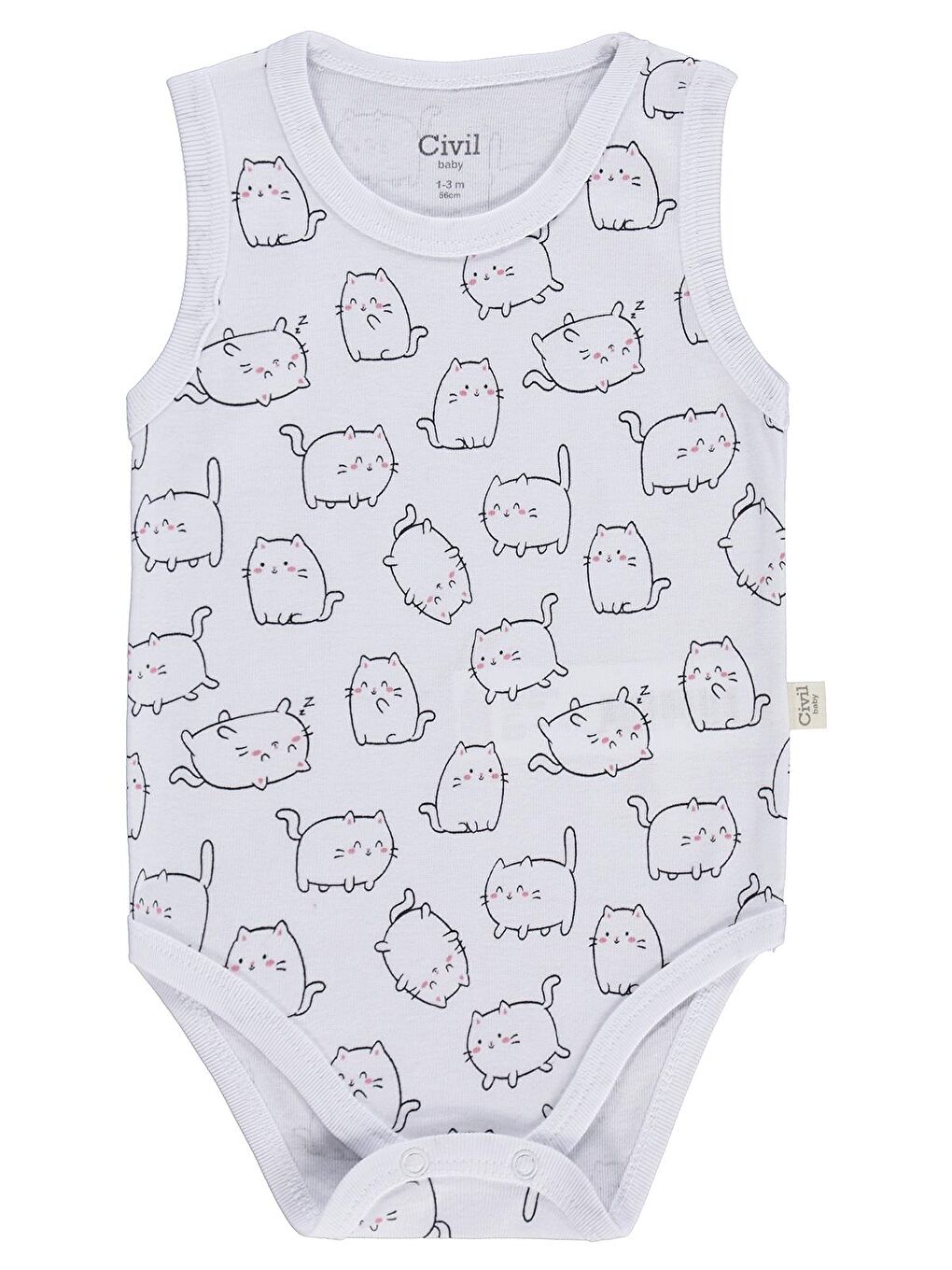 Baby Kedi Empirmeli 3 Lü 0-36 Ay Çıtçıtlı Badi - Beyaz 18-24 Ay-5