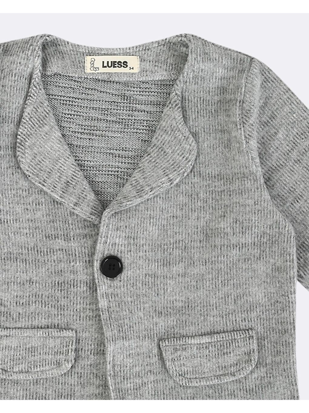 Luess Gri Unisex Çocuk yumuşak Dokulu Cep Detaylı Ceket - 2