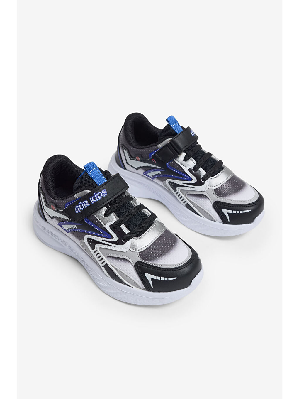 Çocuk Unisex Siyah Sax Eva Faylon Taban Cırtlı Lastik Bağcıklı Spor Ayakkabı-2