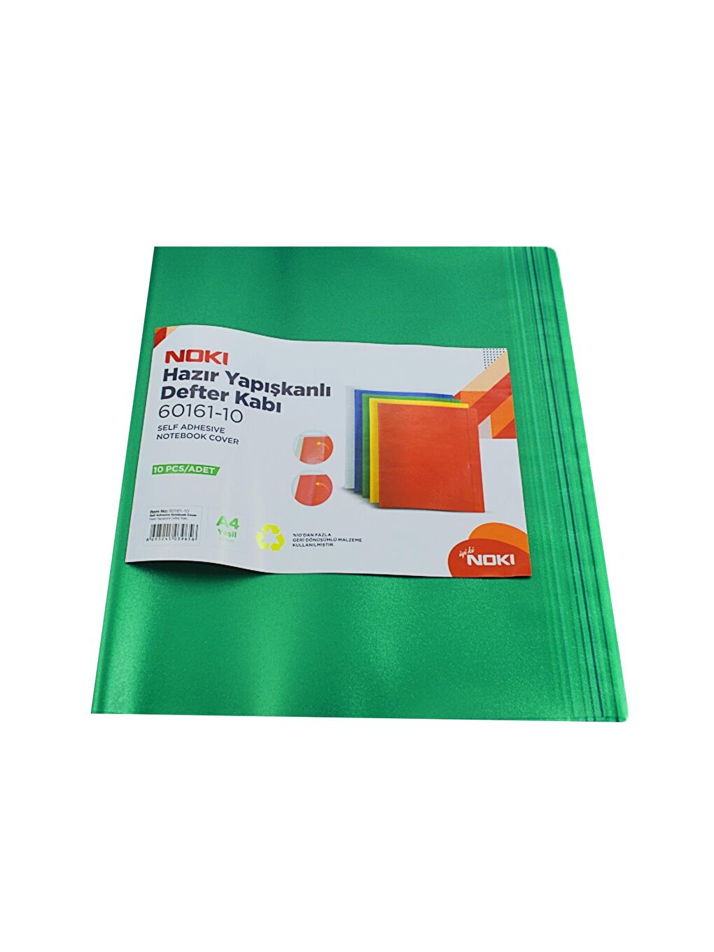 Noki Hazır Yapışkanlı Defter Kabı A4 10lu Yeşil 60161-10 - 1