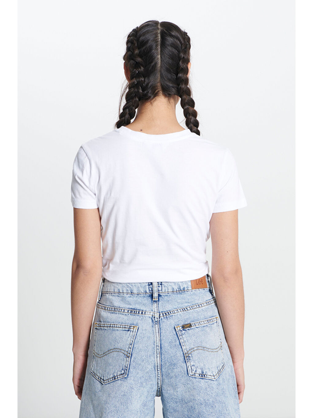 Regular Fit Normal Kesim %100 Pamuk Yüksek Bel Açık Mavi Jean Jean Şort-5