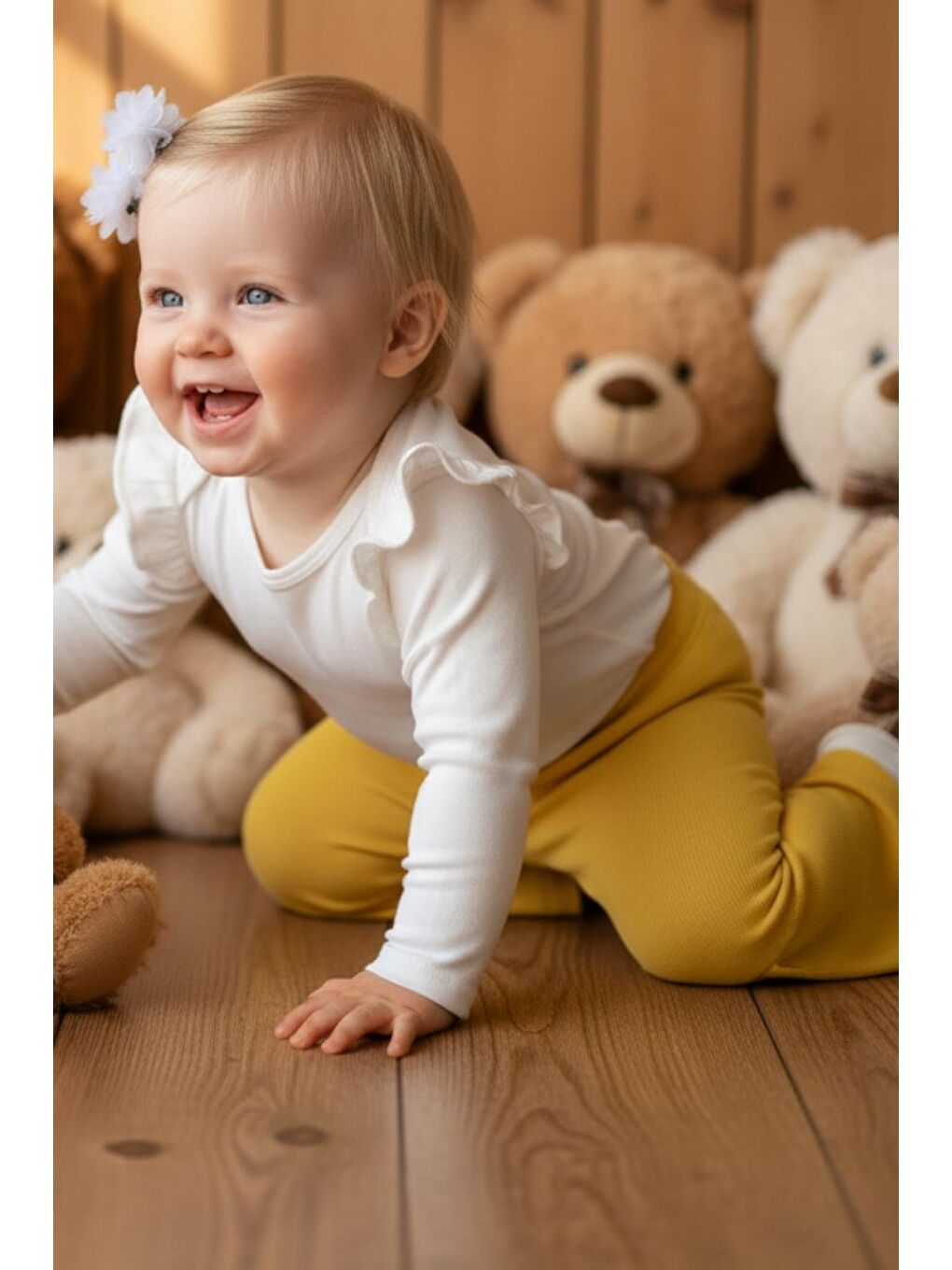 Kız Bebek Sarı Tayt Toka Takım-1