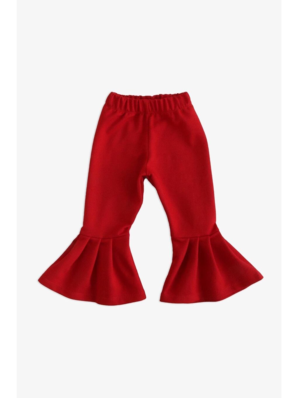 Kız Bebek Kırmızı İspanyol Paça Yüksek Bel Lastikli Tayt Pantolon-4