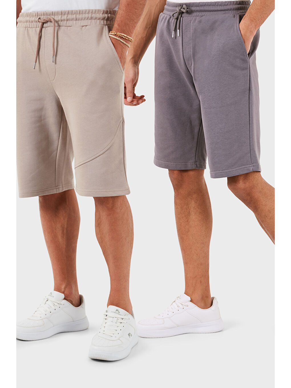 Bej Pamuklu Regular Fit Normal Bel Cepli 2'li Paket Şort 590804142S2