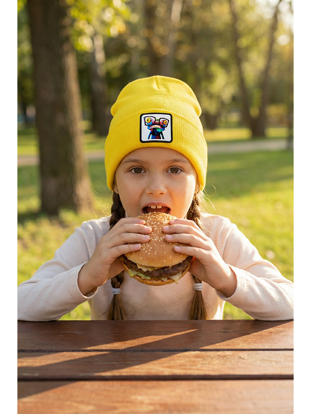 Bukalemun Logolu Sarı Çocuk Bere-2