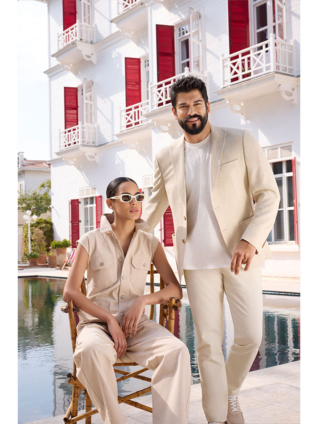 Erkek Bej Dar Kesim Kırlangıç Yaka Casual Blazer Ceket-2