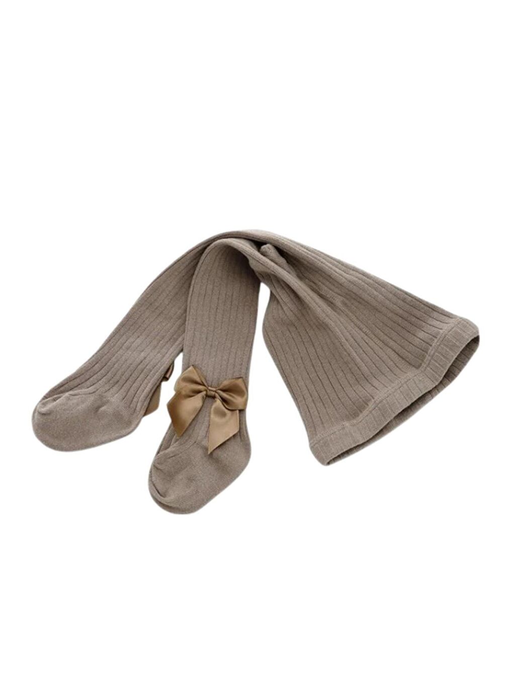 Kahverengi Kız Bebek Fiyonk Detaylı Külotlu Çorap-2