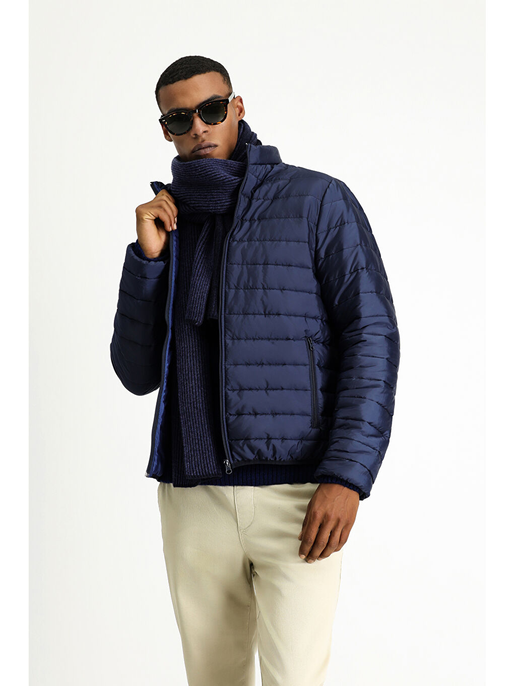 Lacivert Kapitone Spor Mont