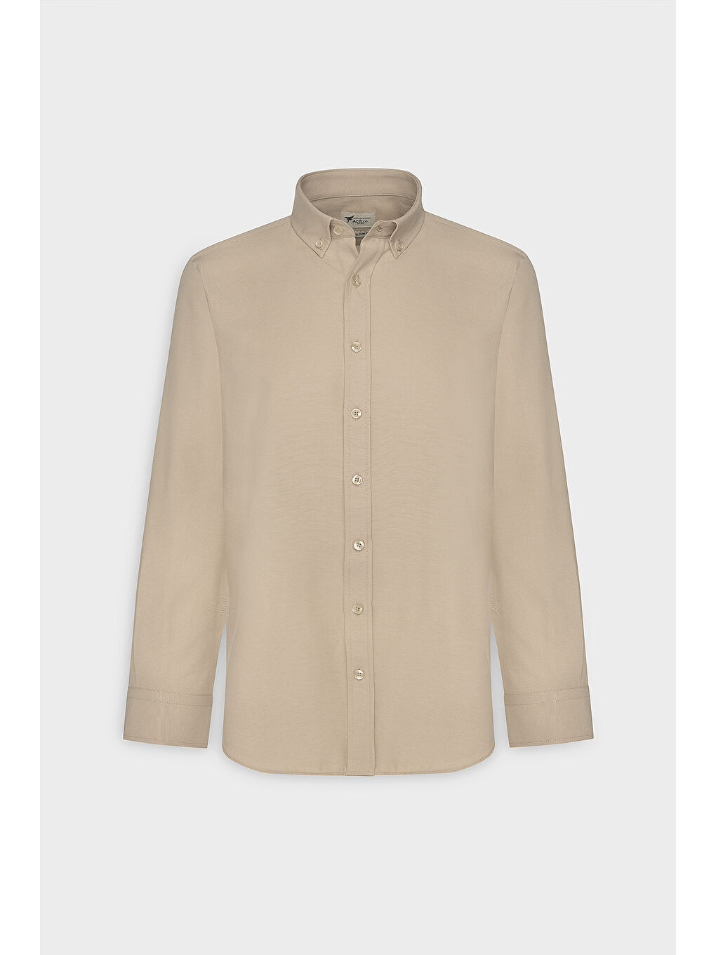 Erkek Bej Tailored Slim Fit Dar Kesim Düğmeli Yaka Oxford Gömlek-6