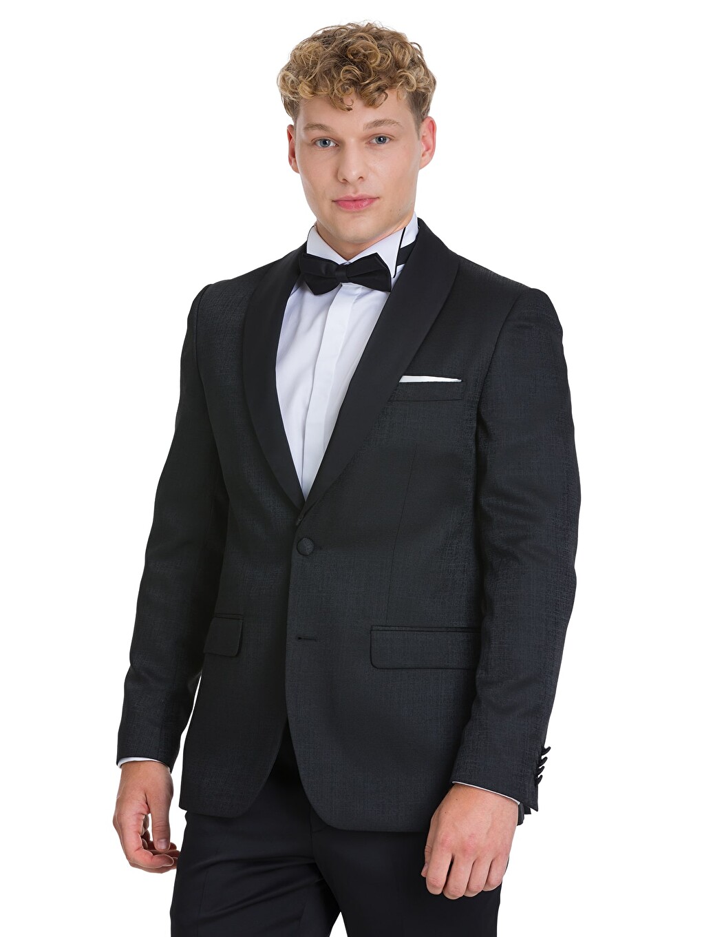 Siyah Slim Fit Çıkma Sivri Yaka Klasik Damatlık-1