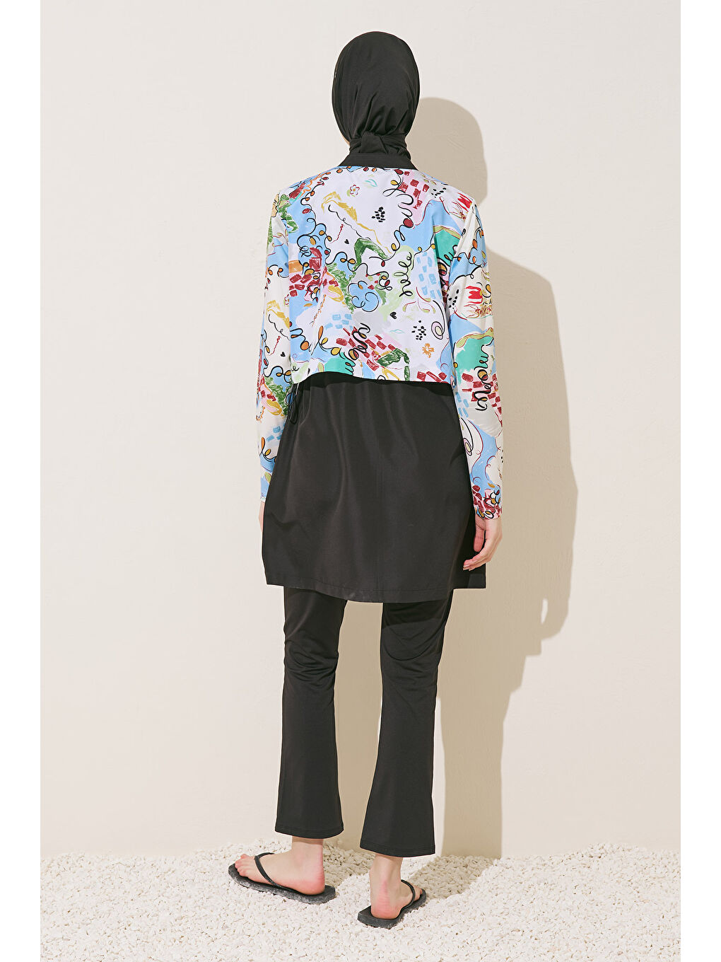 Bej Fermuarlı 3'Lü Tesettür Mayo Takım Summer-5