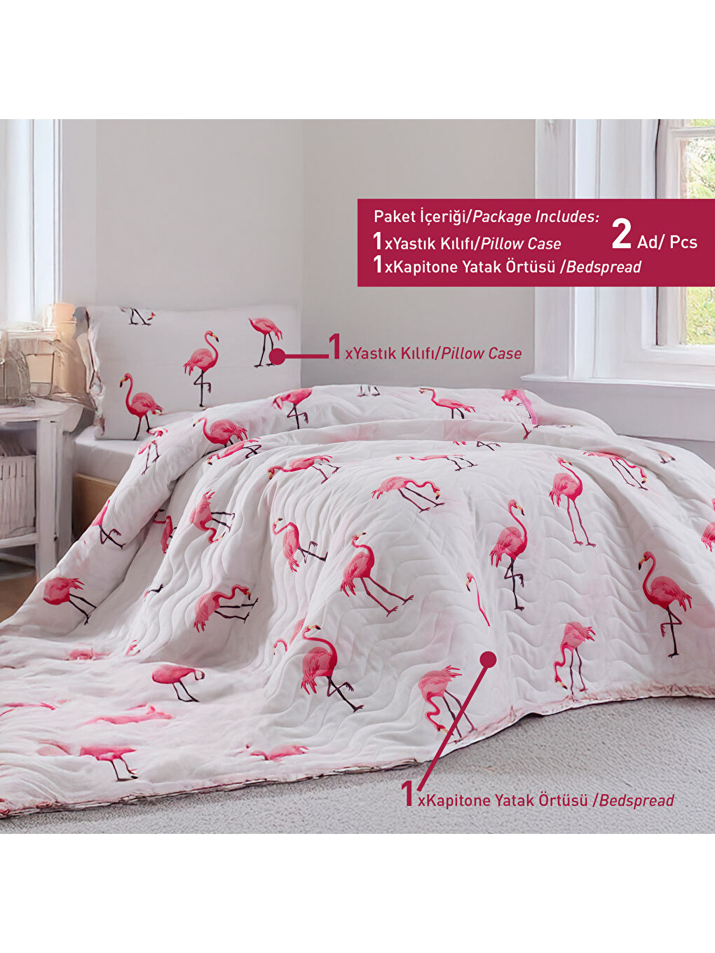 Pembe Kapitone Yatak Örtüsü Seti Tek Kişilik Maylin pudra-1