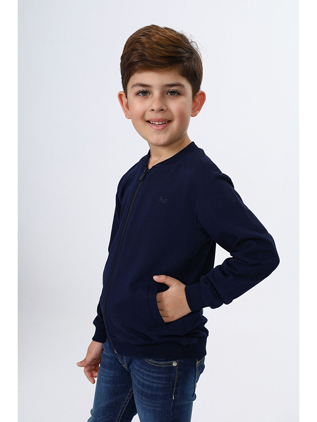 Toontoykids Lacivert Erkek Çocuk Nakışlı Fermuarlı Sweatshirt - 1