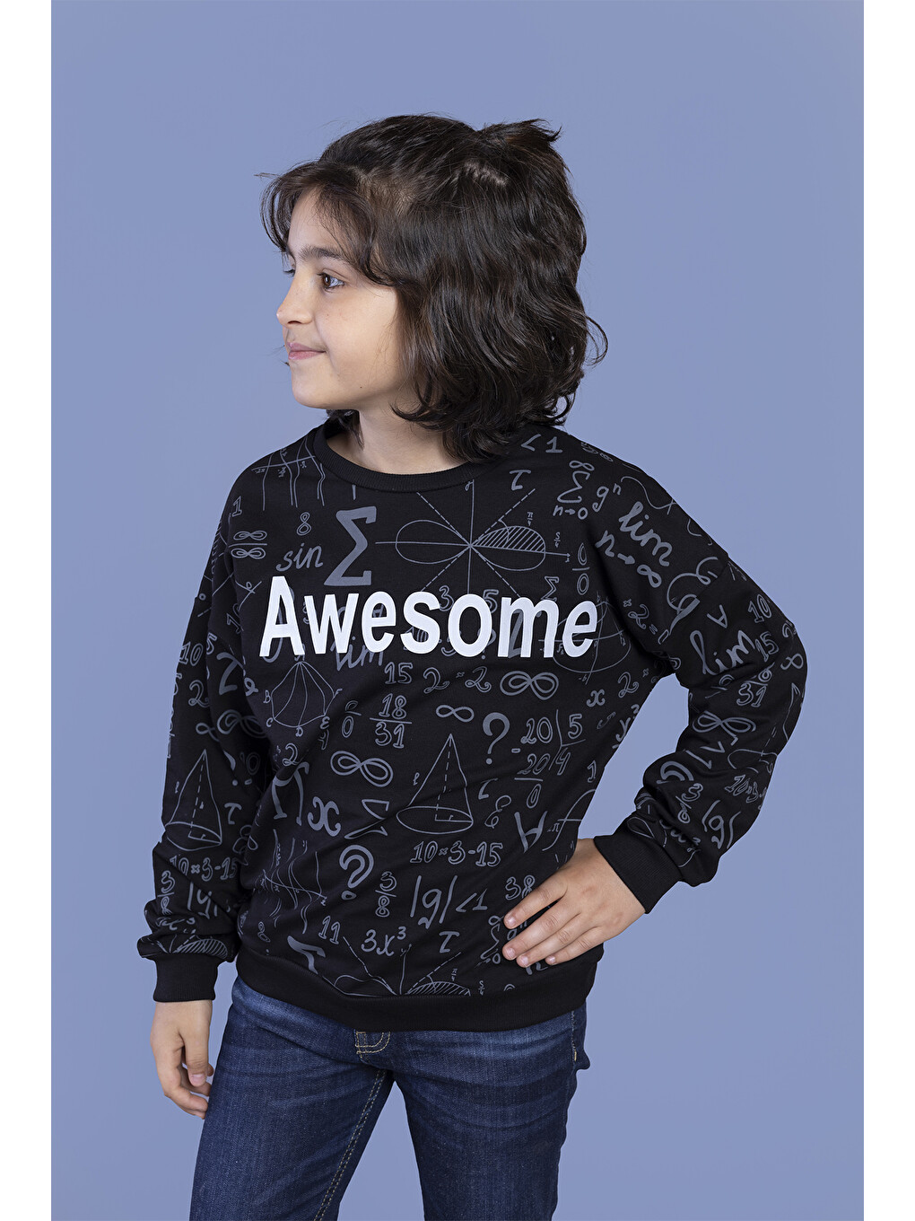 Siyah Erkek Çocuk Baskılı Sweatshirt