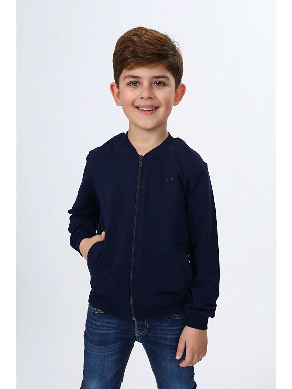 Toontoykids Lacivert Erkek Çocuk Nakışlı Fermuarlı Sweatshirt - 3