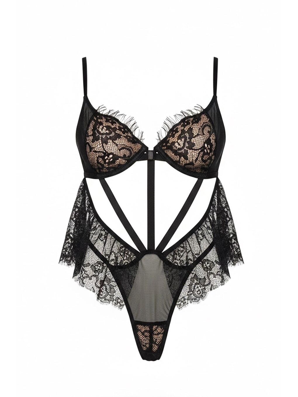 Dantel Detaylı Bodysuit Siyah
