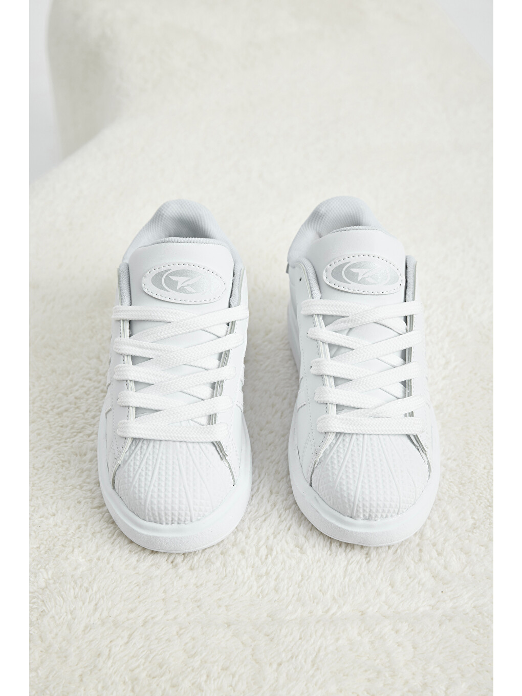 Çocuk Unisex Beyaz Rahat Kalıp Nefes Alabilen Bağcıklı Sneaker-3