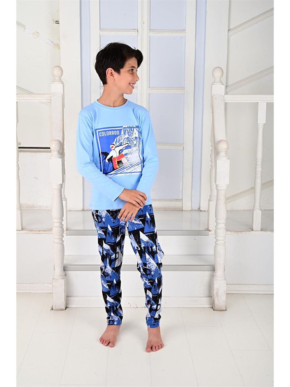 Erkek Çocuk Uzun Kollu Pijama Takımı Colarado Mavi-1