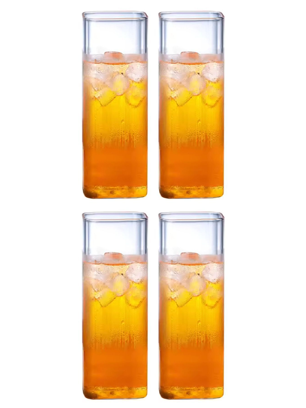 Renksiz Kare Cam Bardağı 450 ml 4 Adet