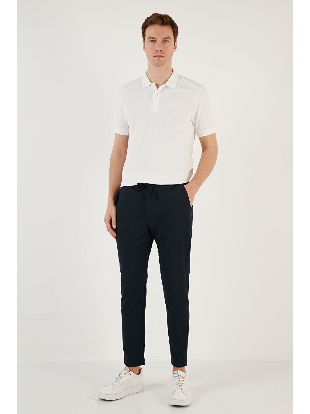 Lacivert Belden Bağlamalı Cepli Regular Fit Erkek Pantolon CF24S617953