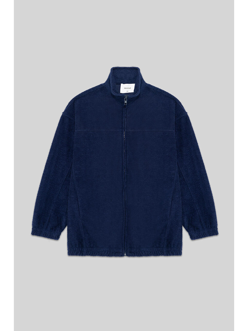 Lacivert Fermuarlı Pelüş Ceket-5