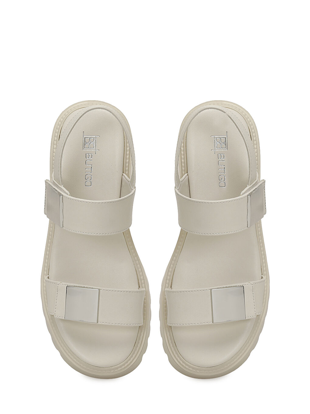 25S-259 6FX Bej Kadın Kalın Taban Sandalet-3