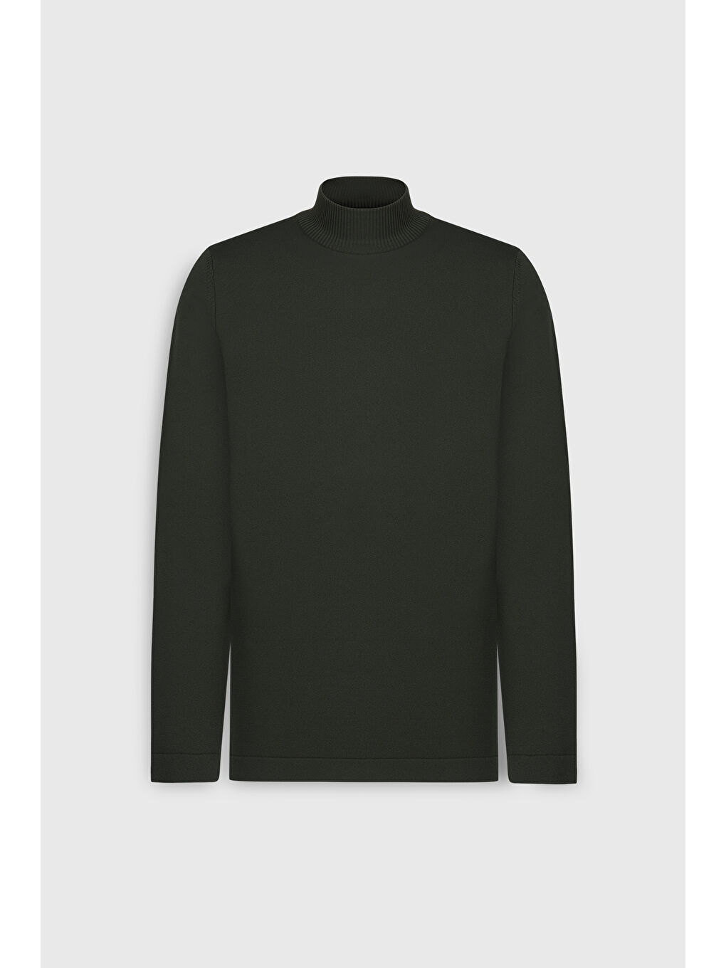 Erkek Haki Standart Fit Normal Kesim Yarım Balıkçı Yaka Triko Kazak-6