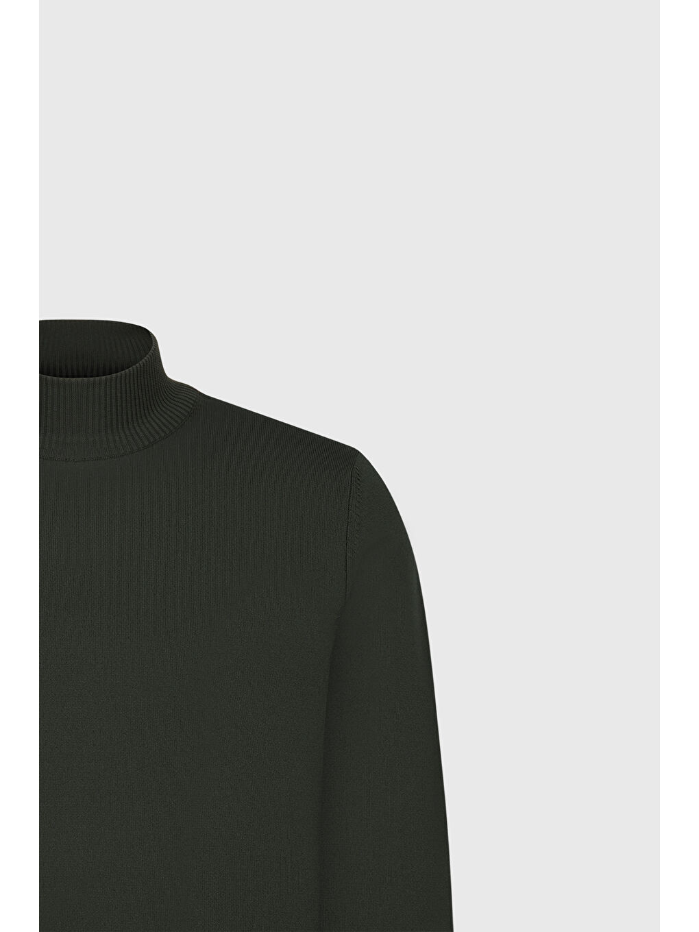 Erkek Haki Standart Fit Normal Kesim Yarım Balıkçı Yaka Triko Kazak-7